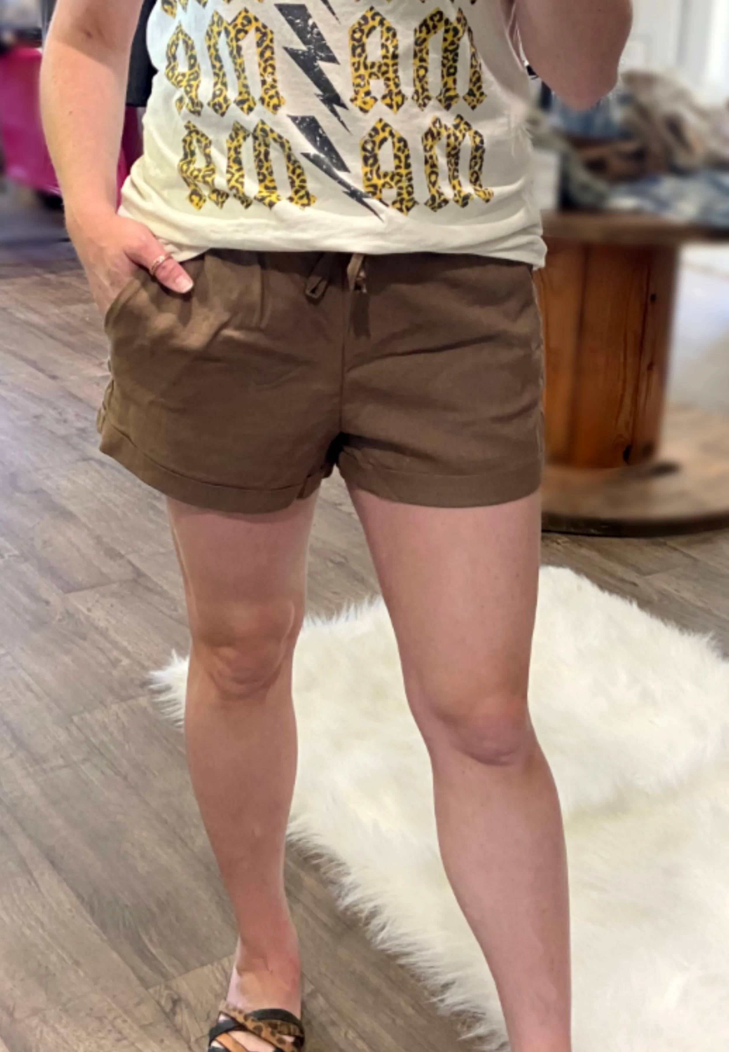 Shorts with Drawstring - mocha