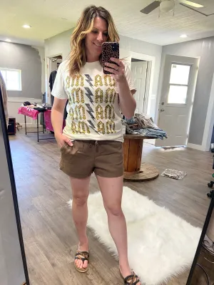 Shorts with Drawstring - mocha