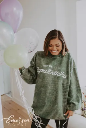 Sigma Delta Tau Green Corduroy Sweatshirt