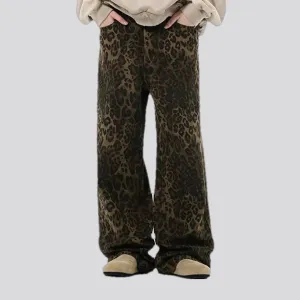 Slouchy animal print mid rise men's jean pants