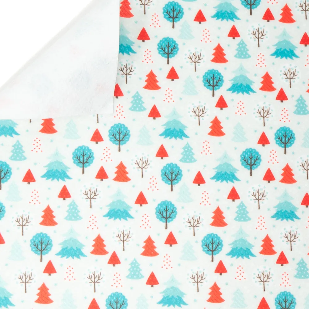 Snow Topped Trees Printed Felt