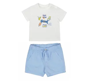 SS25 Mayoral - Print Surf T-Shirt and Linen Short Set