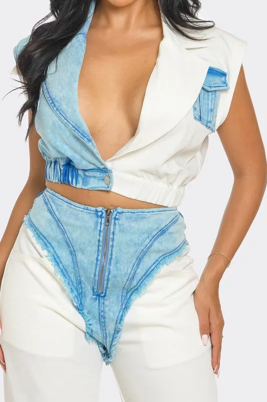 Street Style Denim Fusion Set
