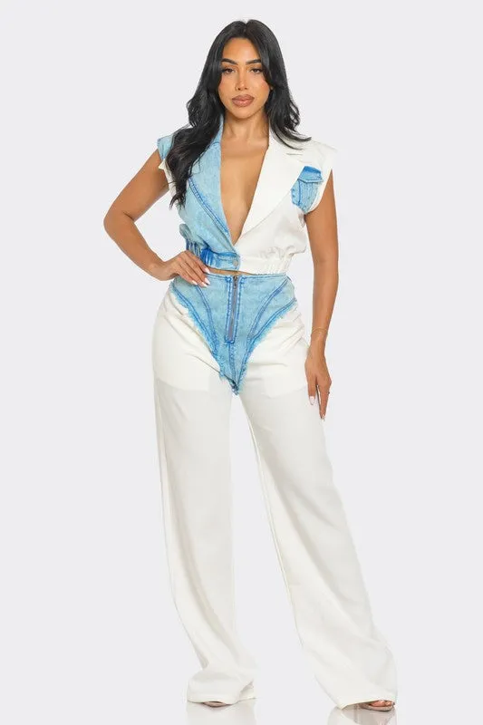 Street Style Denim Fusion Set