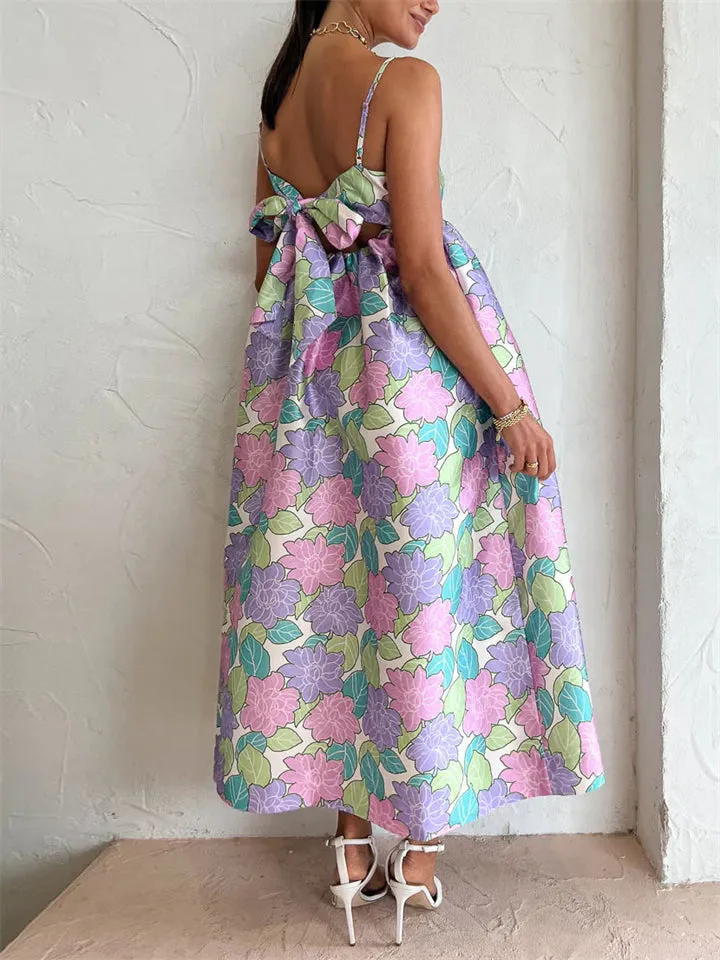 Summer Elegant Sleeveless Floral Swing Dress for Women