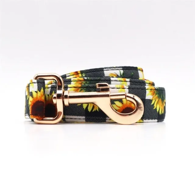 Sunflower and Paws: Personalized Flower Collars, Leashes Set