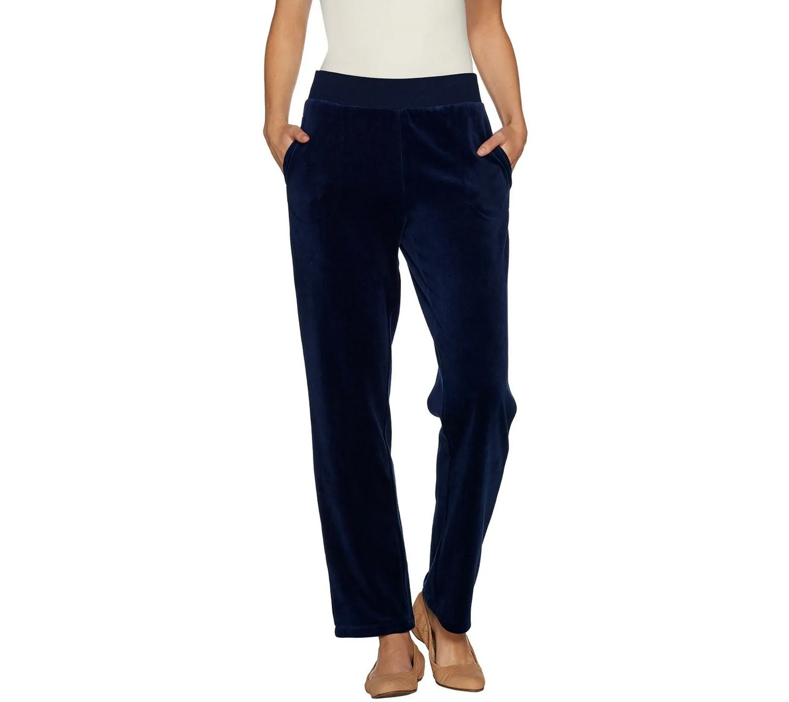 Susan Graver Regular Velour Pull-On Pants. A299851 Sapphire Medium