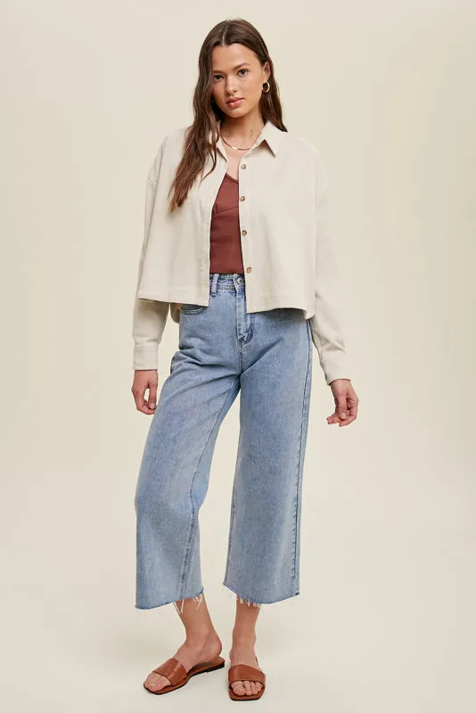 The Corrine Cropped Corduroy Shacket