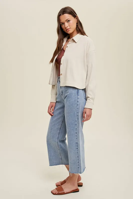 The Corrine Cropped Corduroy Shacket