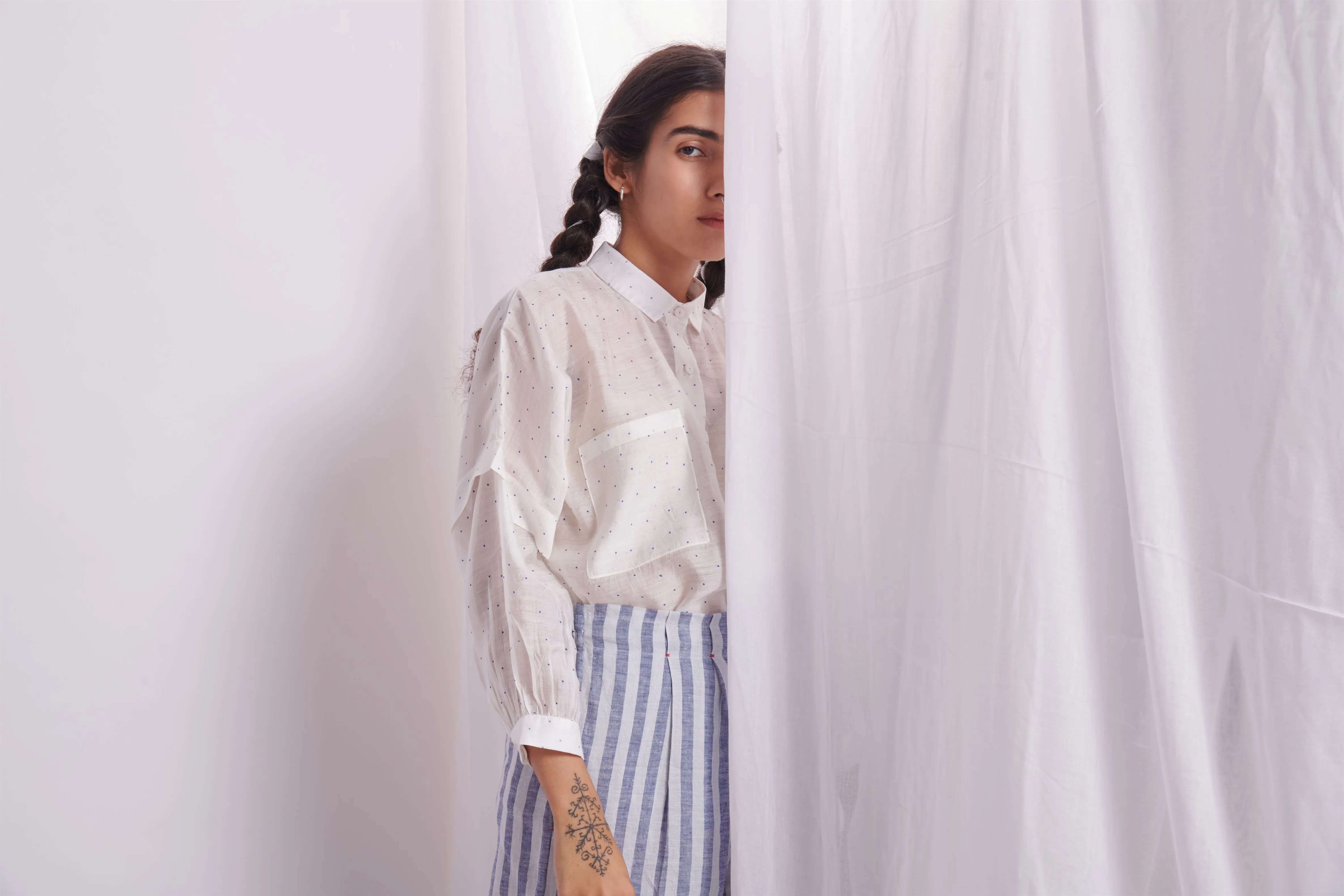 The Plavate I Voronki Hang Loose Co-ord Set Linen Blue Stripe Daily Collection AW22-14