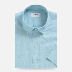 The Sea Green Short Sleeve Barretto Cotton Linen Custom Shirt