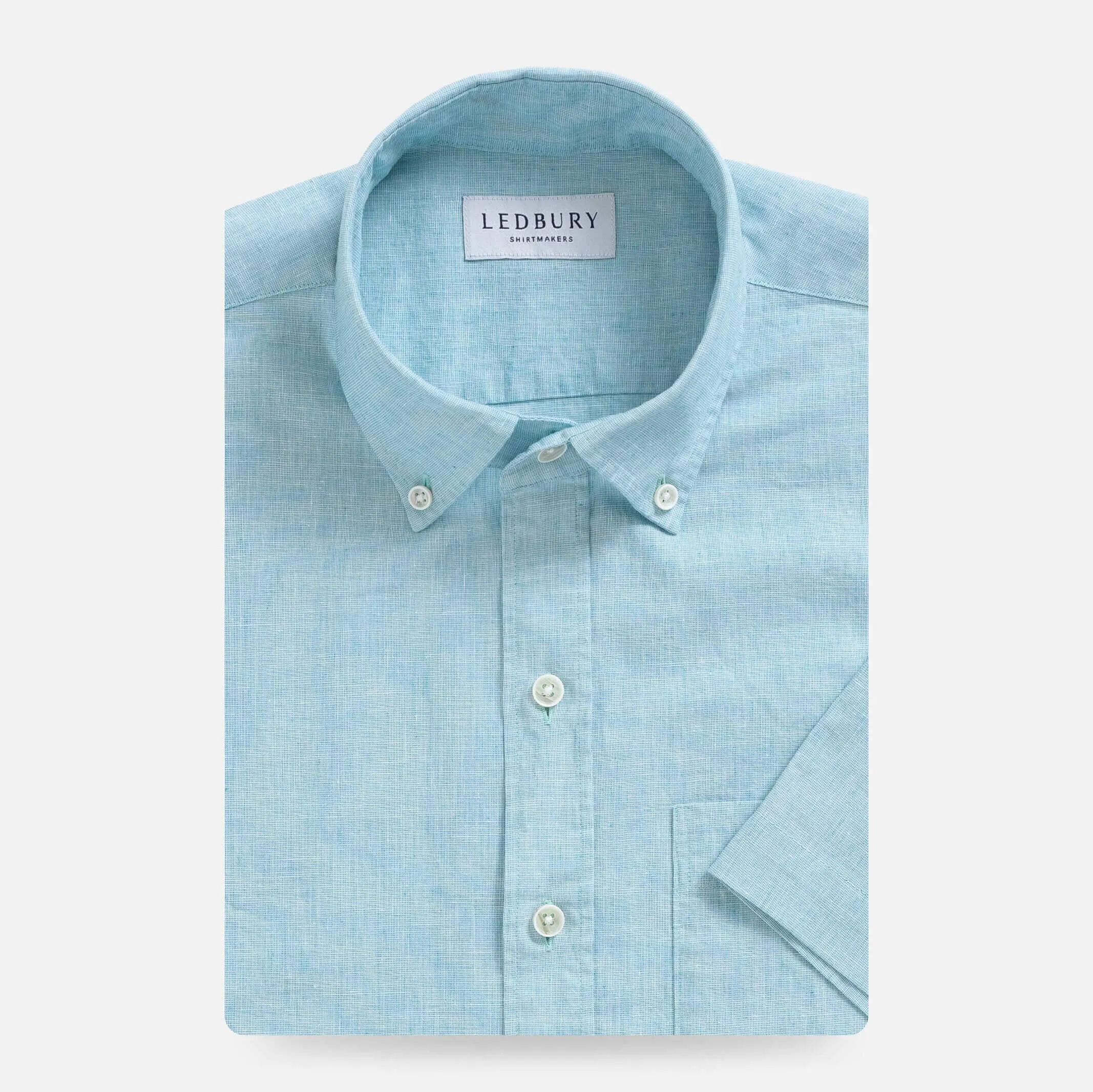 The Sea Green Short Sleeve Barretto Cotton Linen Custom Shirt