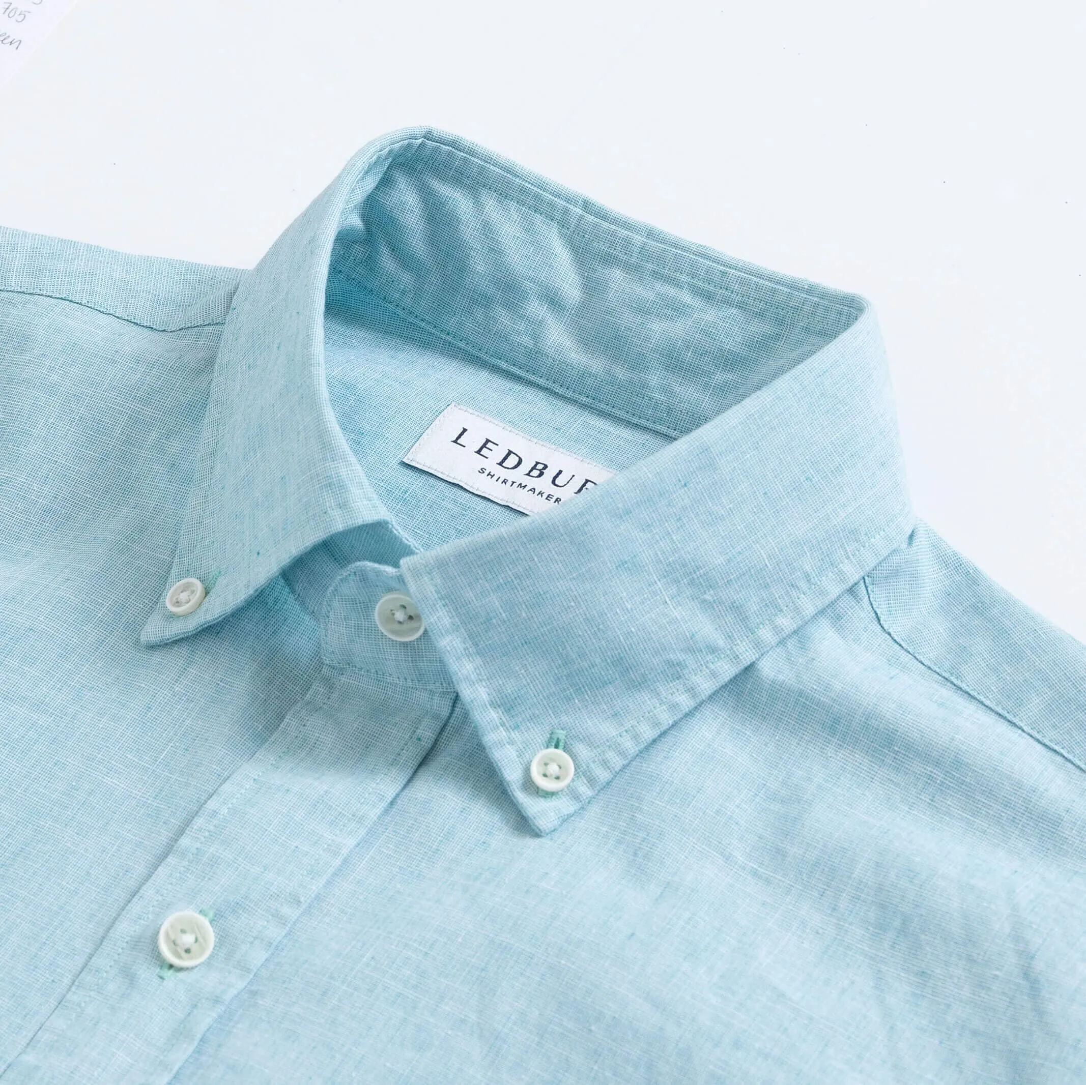 The Sea Green Short Sleeve Barretto Cotton Linen Custom Shirt