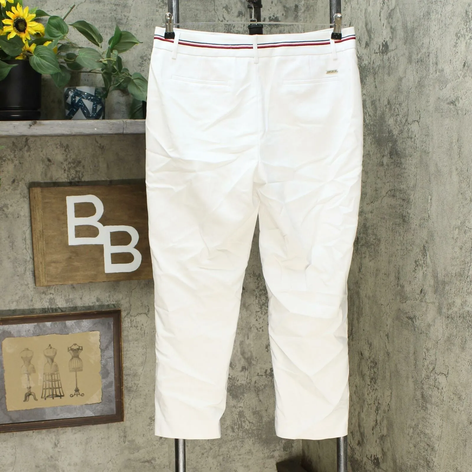 Tommy Hilfiger Womens Ribbon Trim Ankle Pants Bright White 10