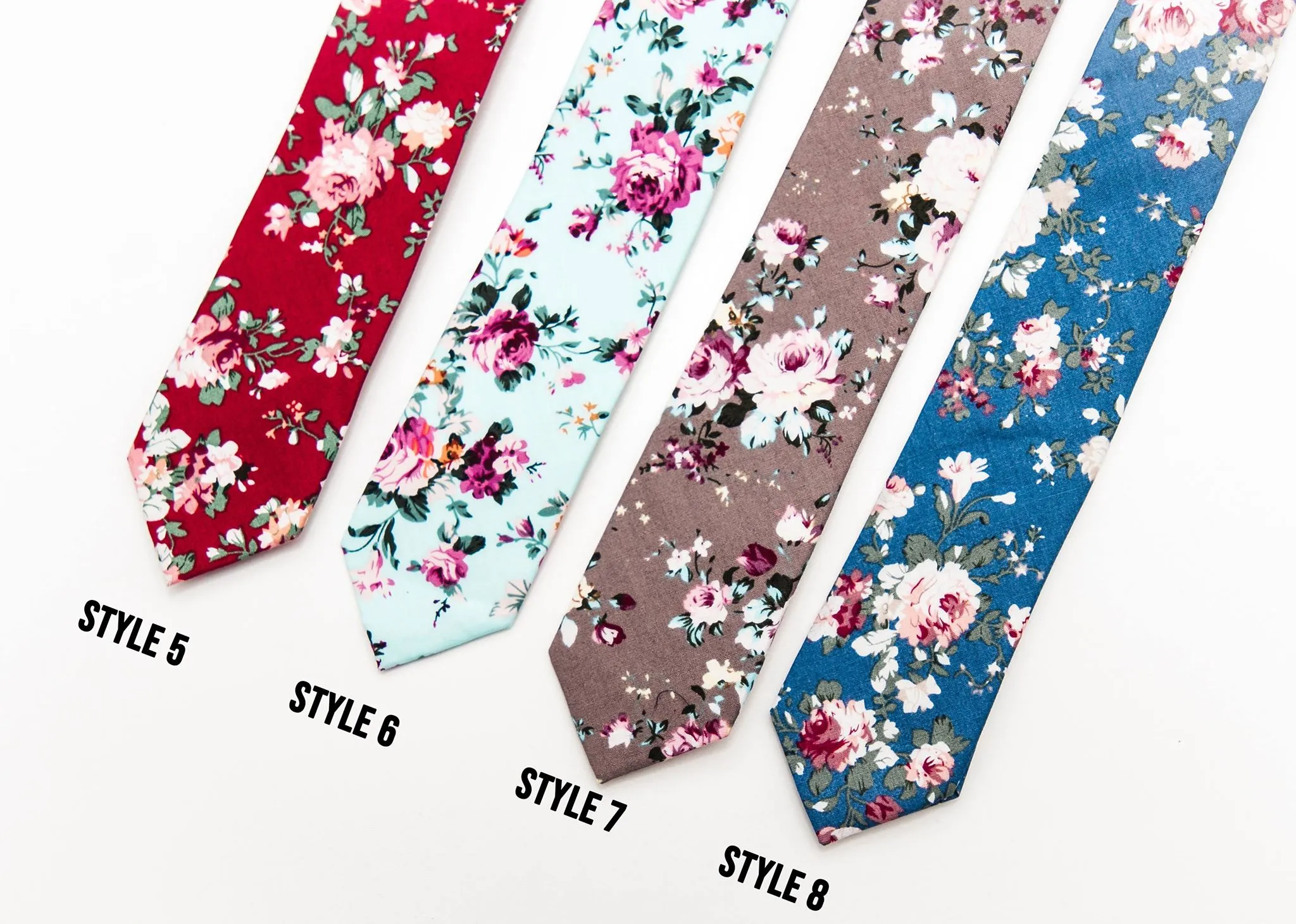 Trendy Floral Skinny Ties 33 Colors
