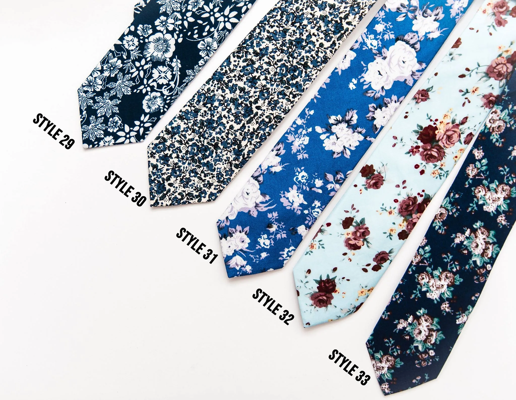 Trendy Floral Skinny Ties 33 Colors