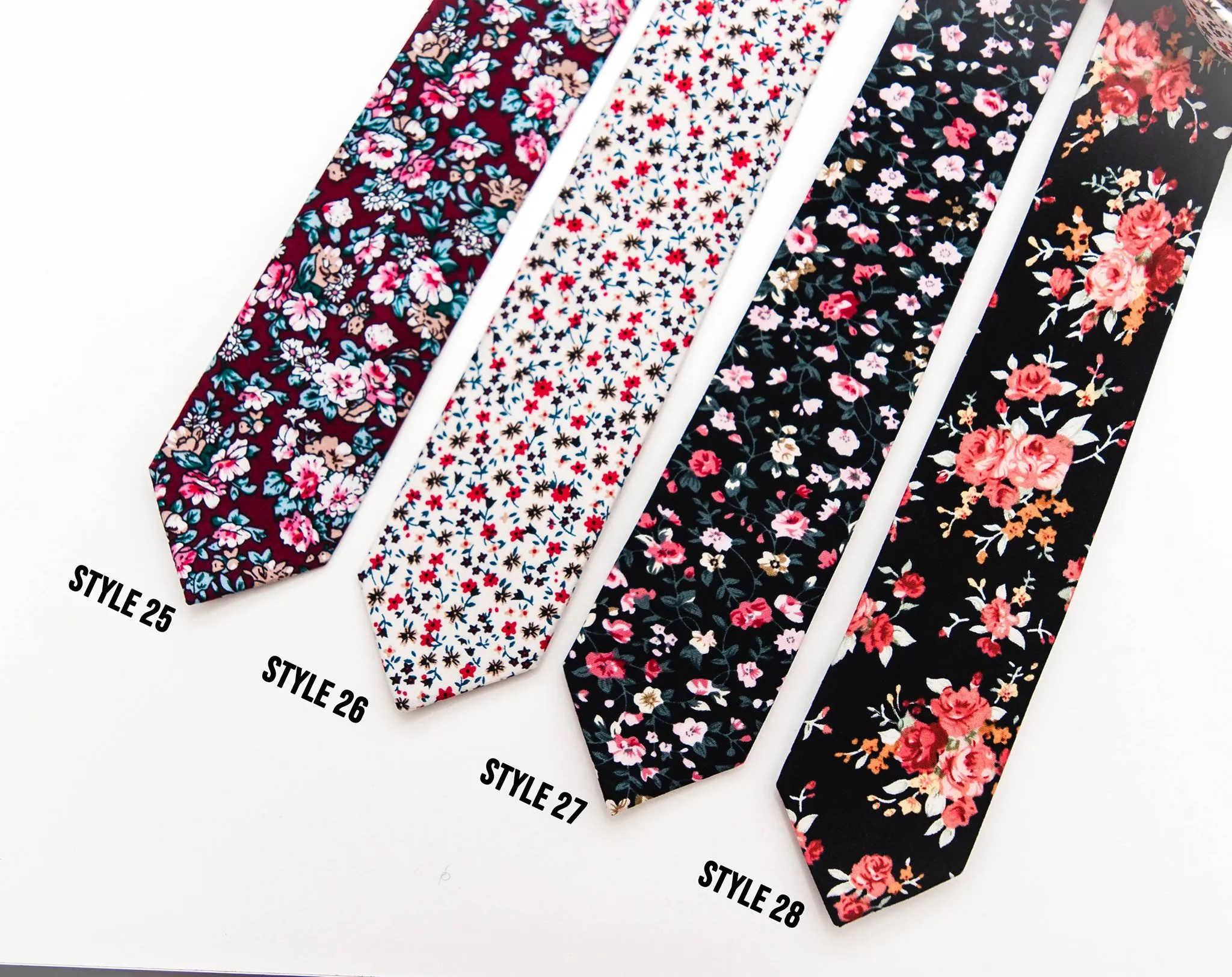 Trendy Floral Skinny Ties 33 Colors