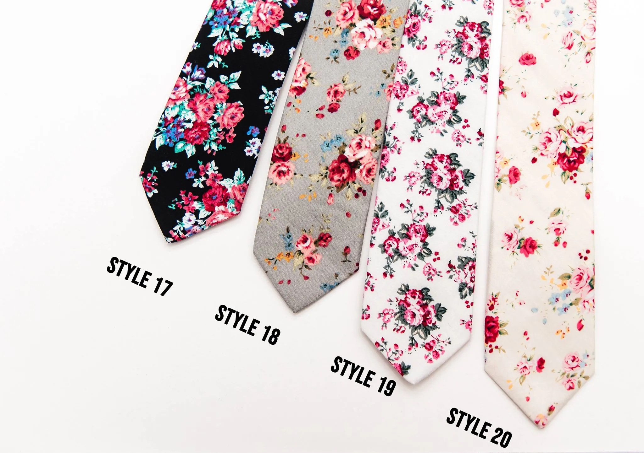 Trendy Floral Skinny Ties 33 Colors