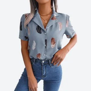 Trendy Notched Collar Print Shirts