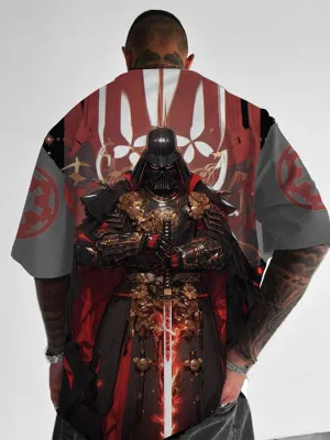 Trendy Samurai Print Short Sleeve Shirt
