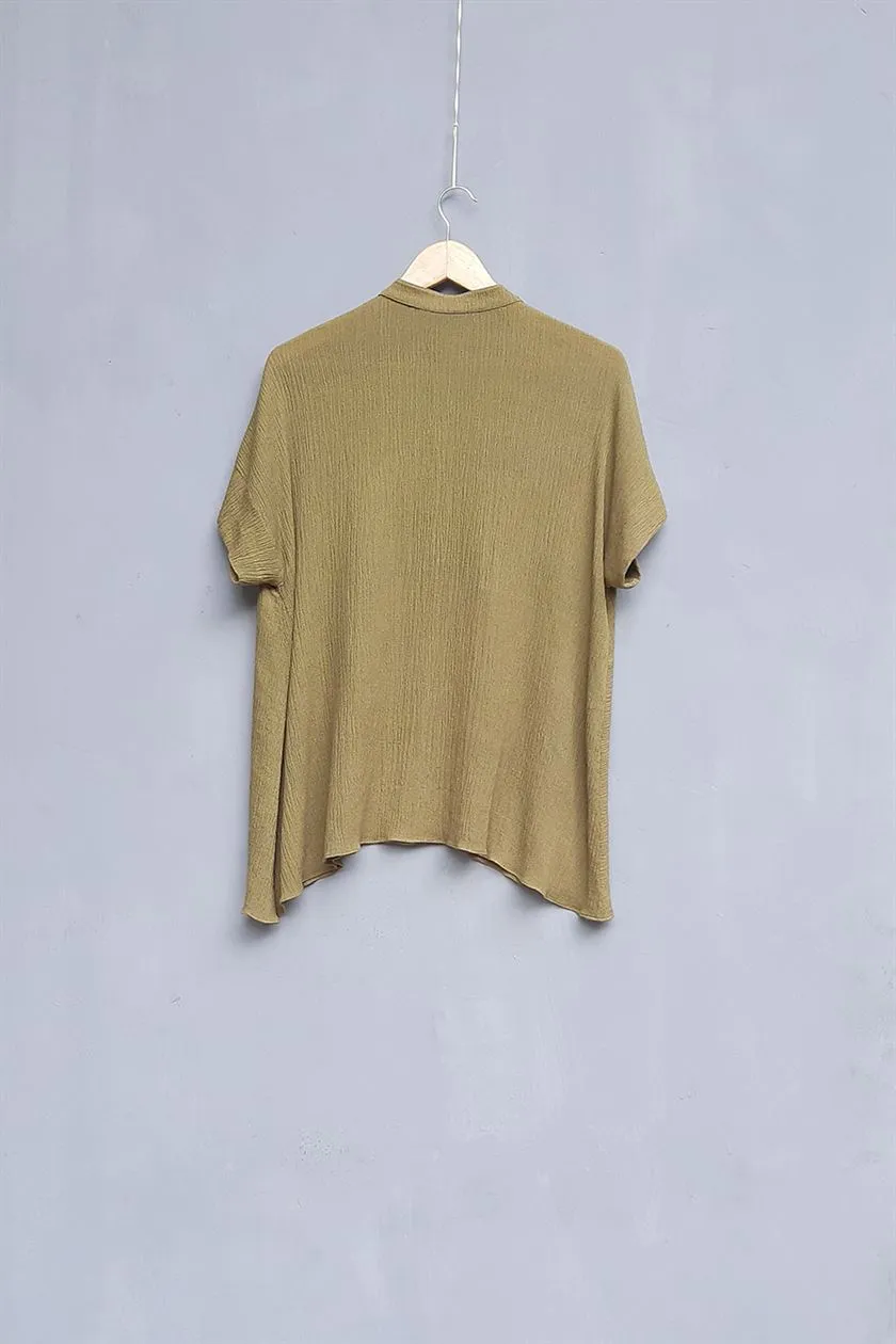 Urvashi Kaur   I   Seocho TOP NOVA  crinkle cotton Ochre TESSELLATE- 76