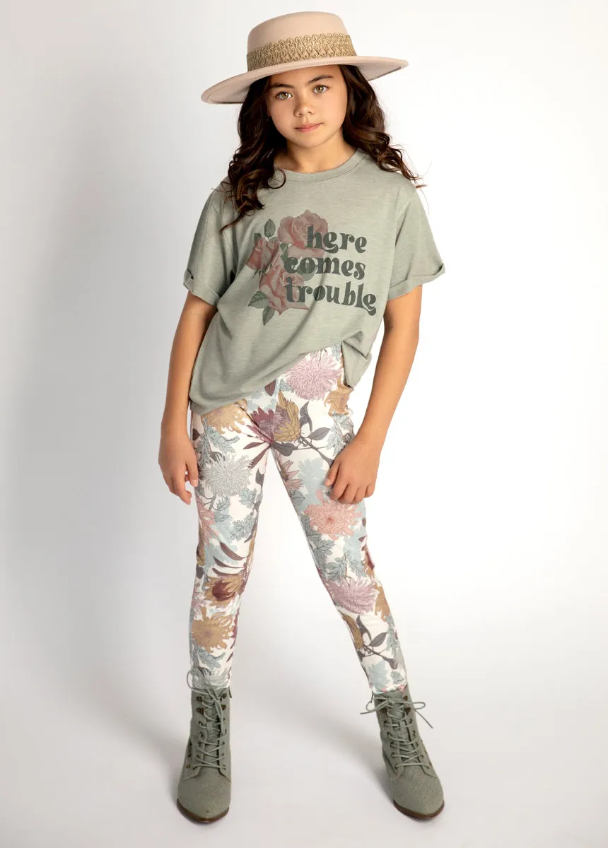 Victoria Legging in Ecru Floral