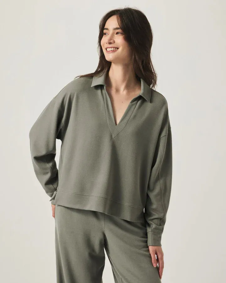 Waffle Scuba Polo Sweatshirt