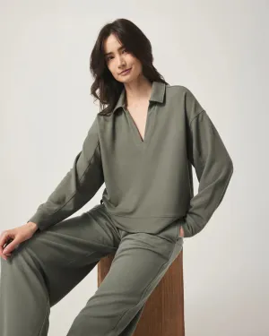 Waffle Scuba Polo Sweatshirt