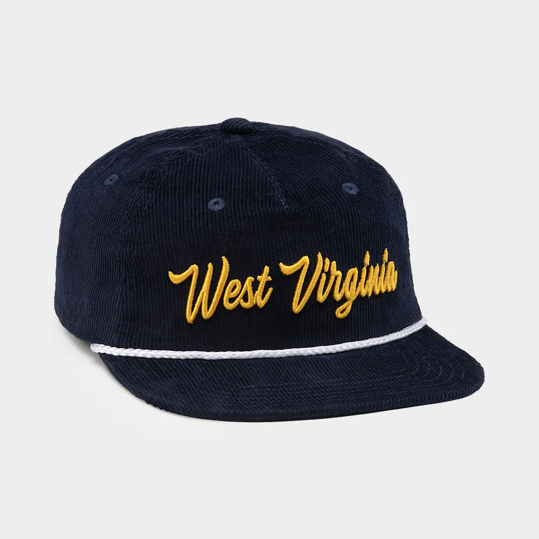 West Virginia Retro-Inspired Script Corduroy Hat