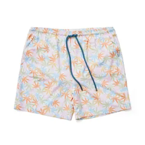 White Leaves Print Short
