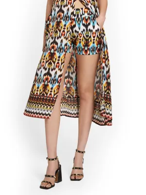 Whitney High-Waisted Pull-On 4-Inch Short - Ikat-Print