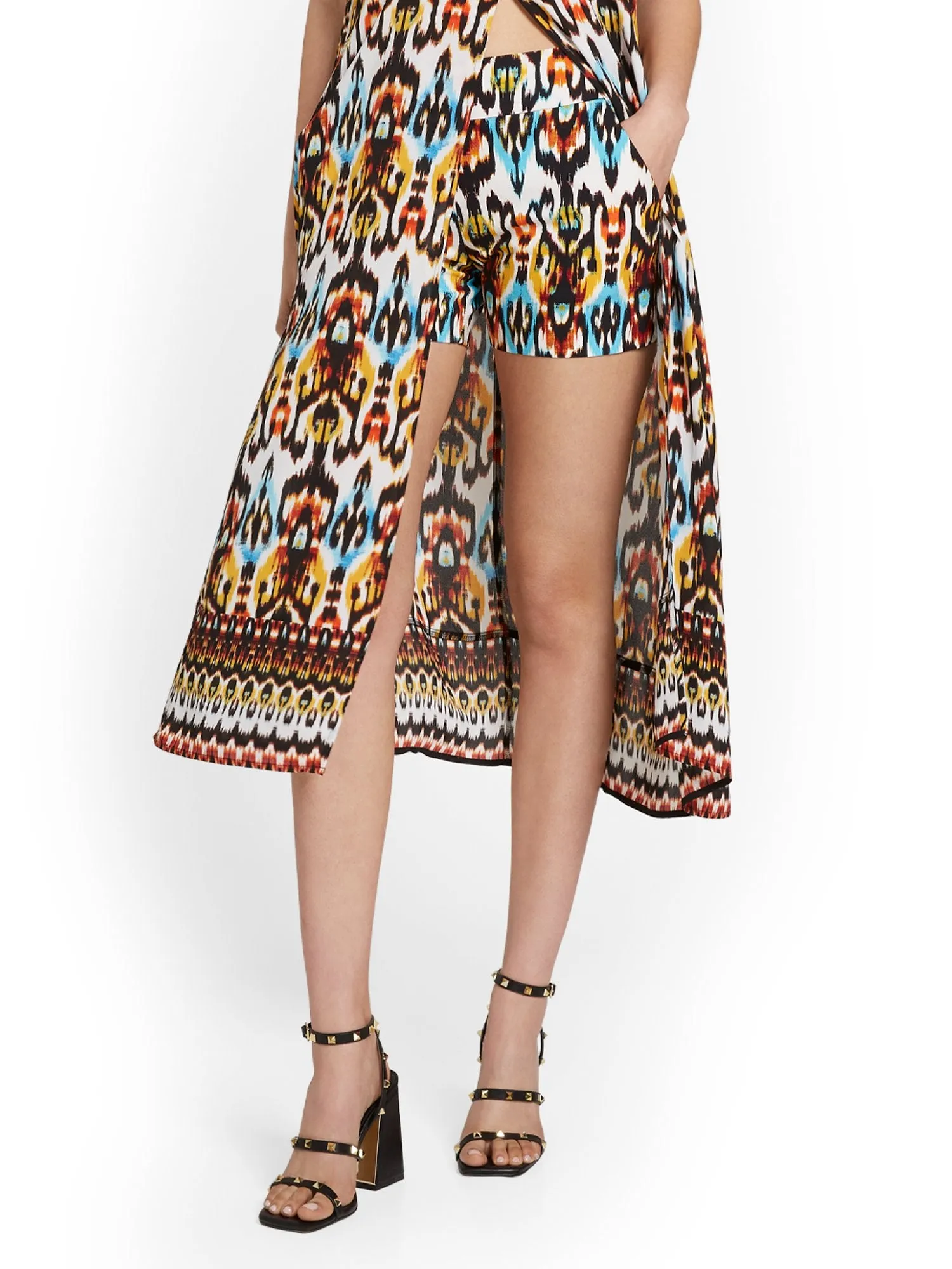 Whitney High-Waisted Pull-On 4-Inch Short - Ikat-Print