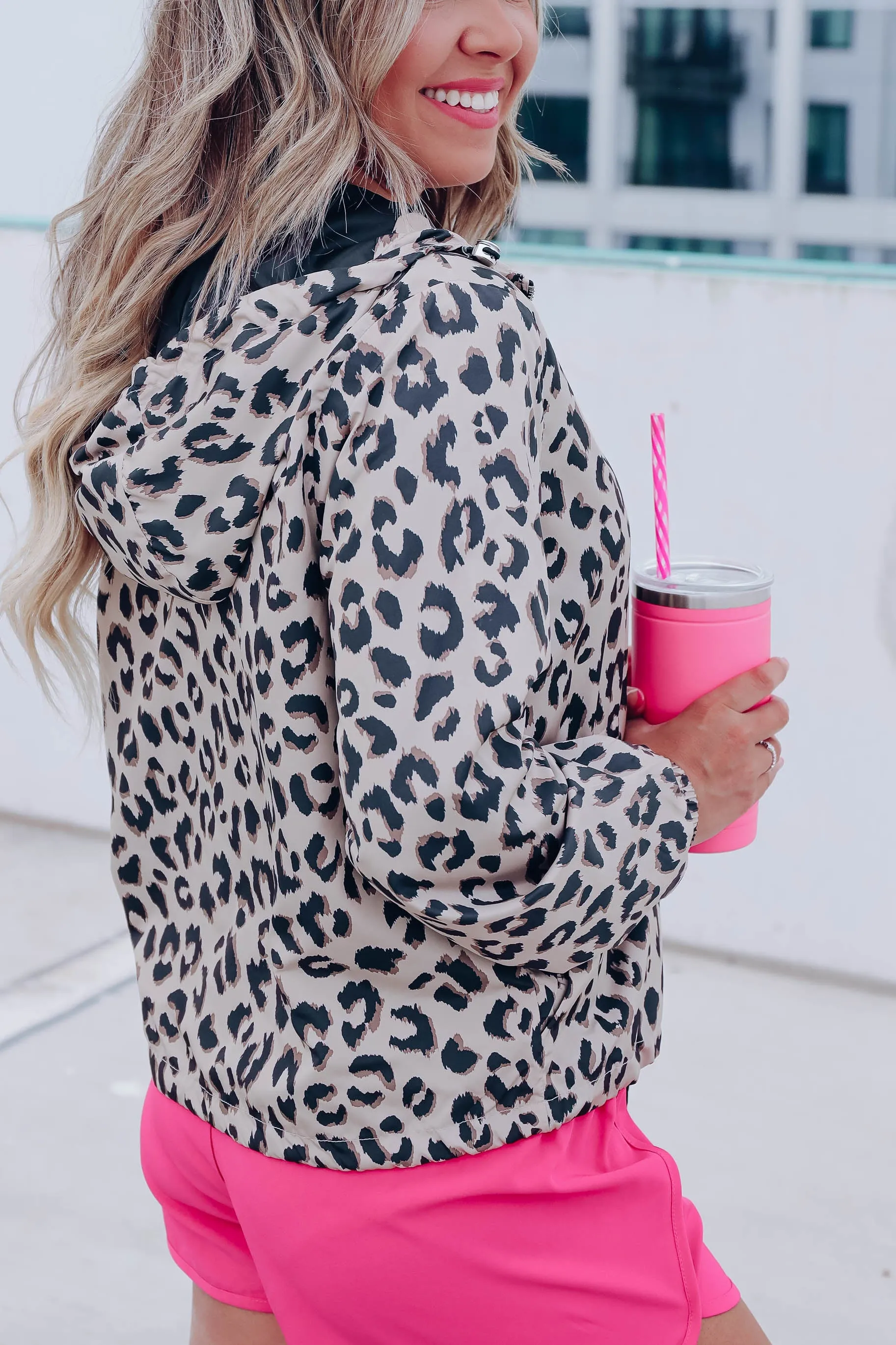 Winifred Animal Print Windbreaker - Taupe