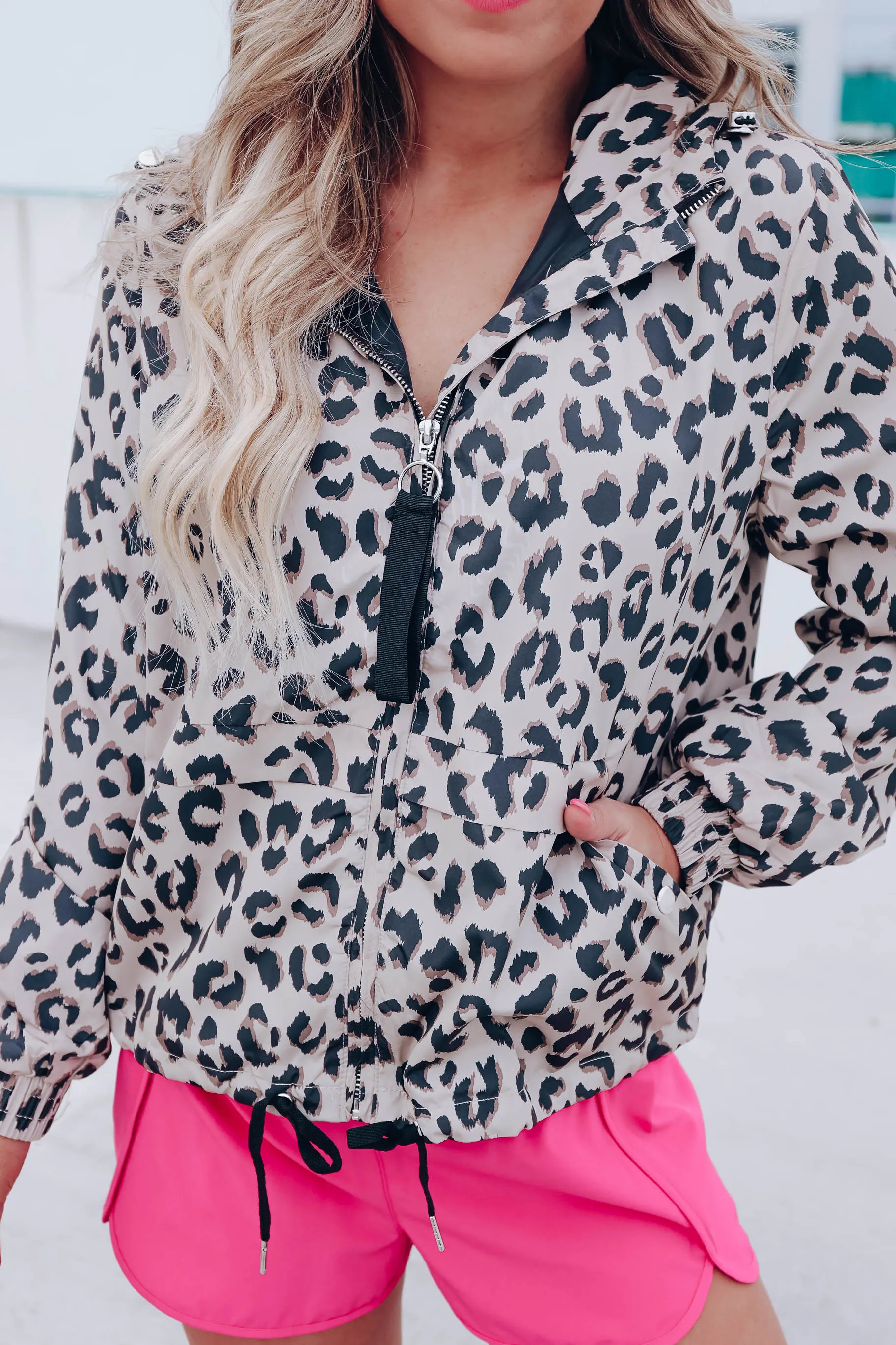 Winifred Animal Print Windbreaker - Taupe