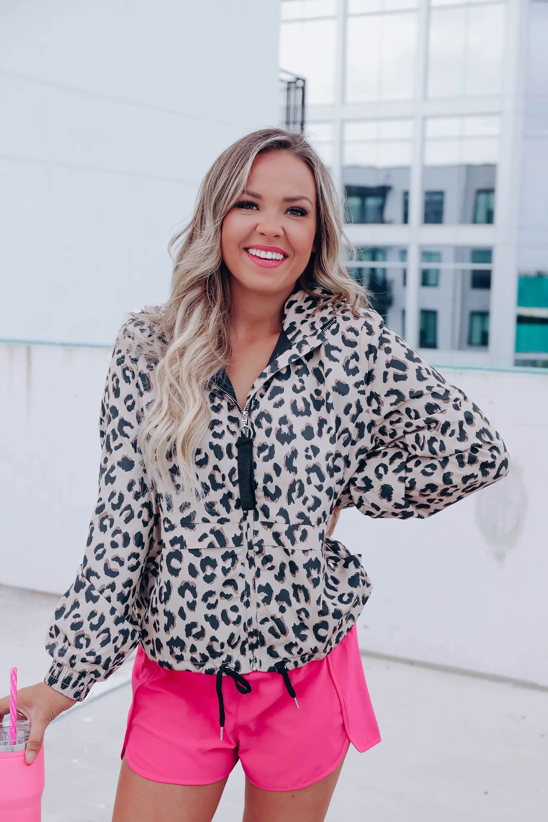 Winifred Animal Print Windbreaker - Taupe