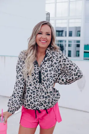 Winifred Animal Print Windbreaker - Taupe