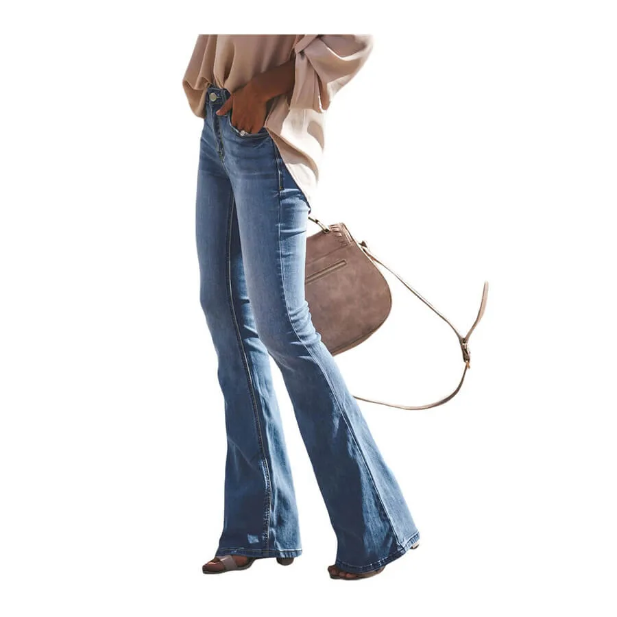 Women Casual Jeans Street Style Flare Bell Bottom Jeans