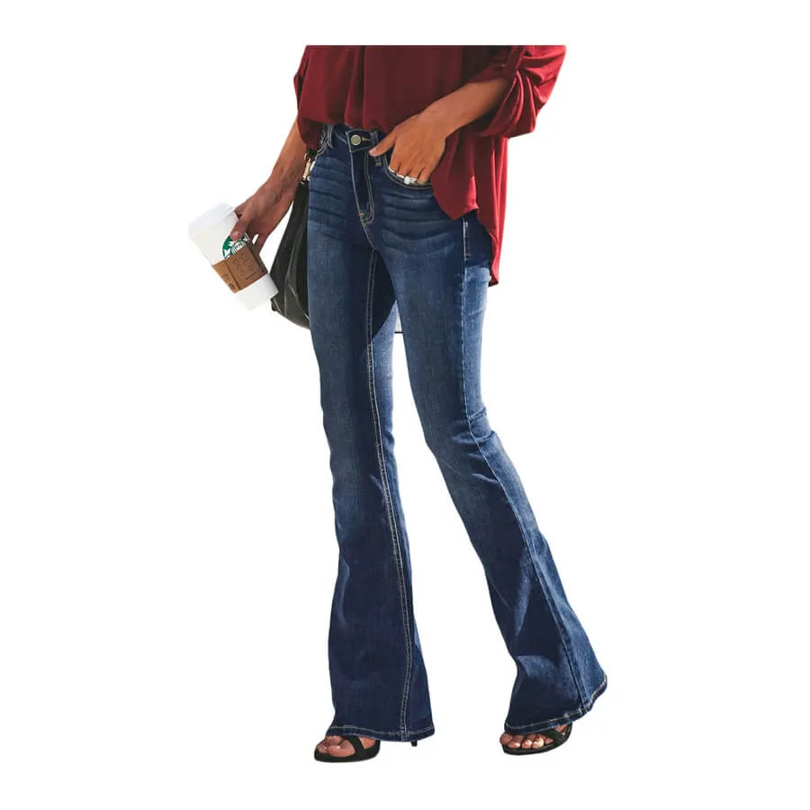 Women Casual Jeans Street Style Flare Bell Bottom Jeans