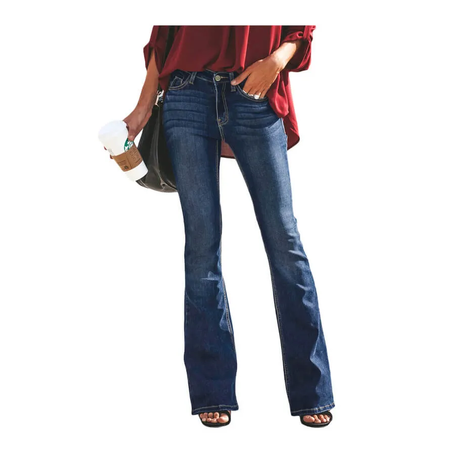 Women Casual Jeans Street Style Flare Bell Bottom Jeans