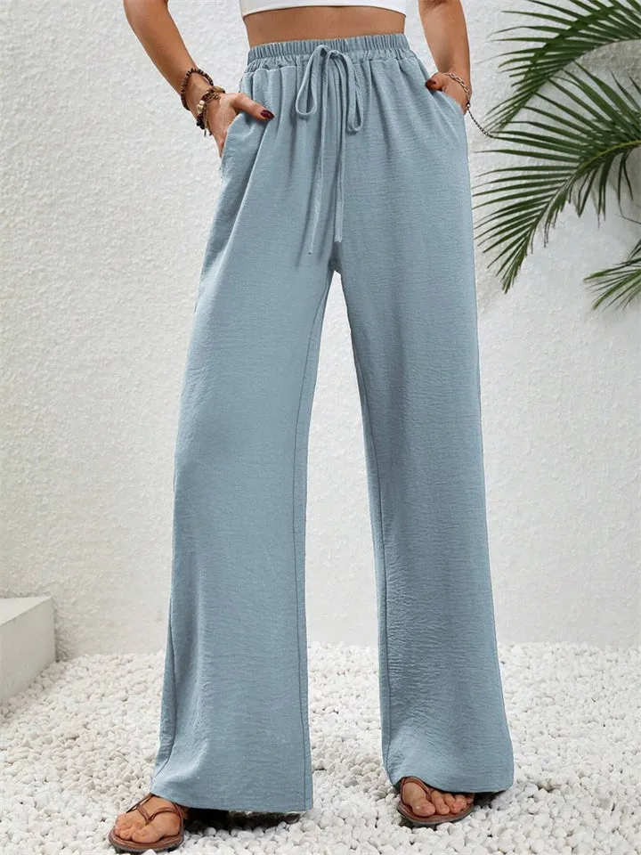 Women's All-match Fashion Solid Color Drawstring Casual Pants