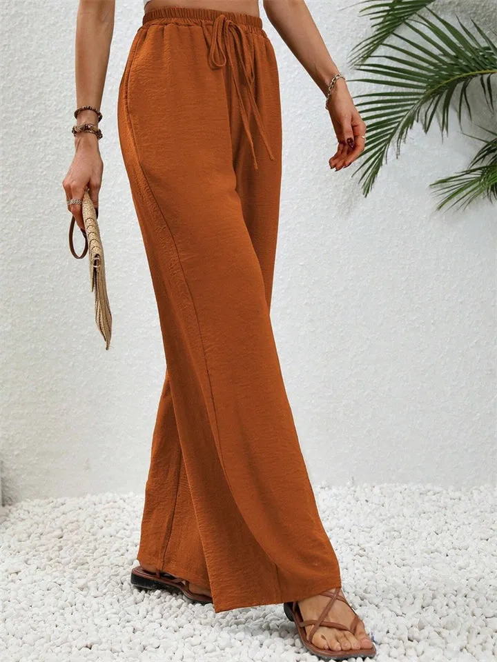 Women's All-match Fashion Solid Color Drawstring Casual Pants