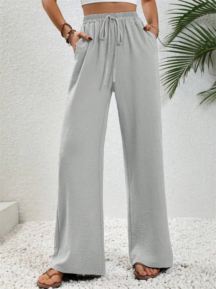 Women's All-match Fashion Solid Color Drawstring Casual Pants
