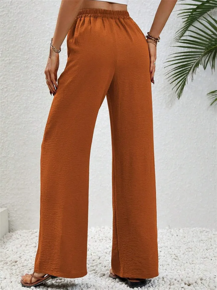 Women's All-match Fashion Solid Color Drawstring Casual Pants