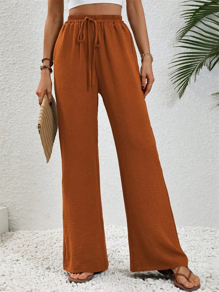 Women's All-match Fashion Solid Color Drawstring Casual Pants