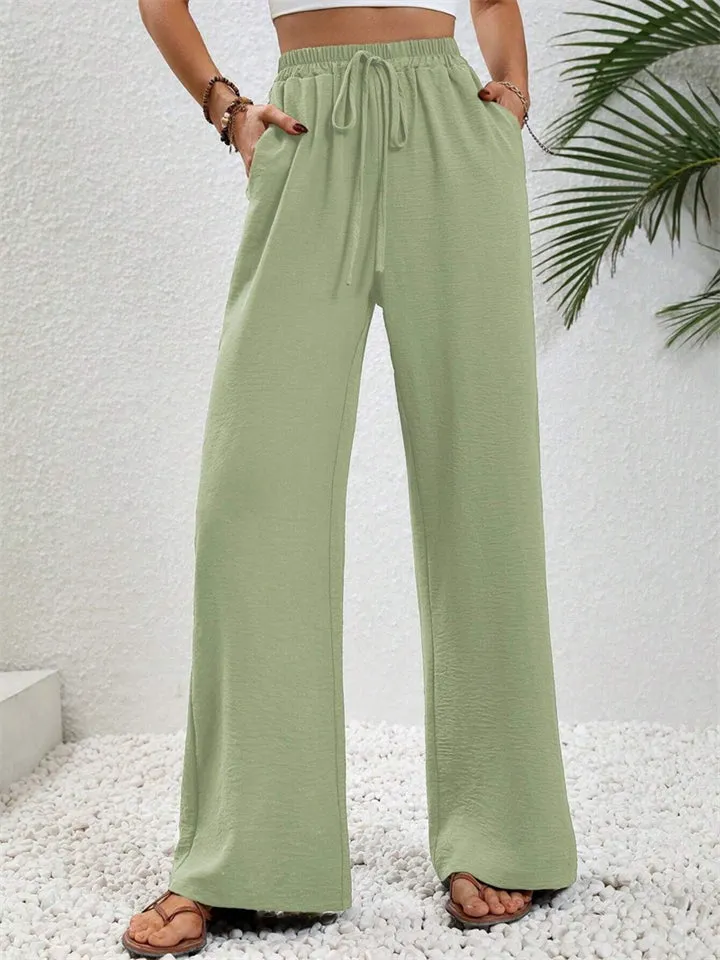 Women's All-match Fashion Solid Color Drawstring Casual Pants