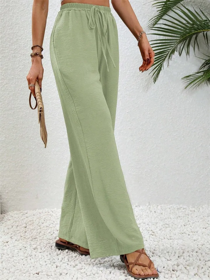 Women's All-match Fashion Solid Color Drawstring Casual Pants