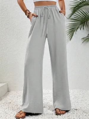 Women's All-match Fashion Solid Color Drawstring Casual Pants