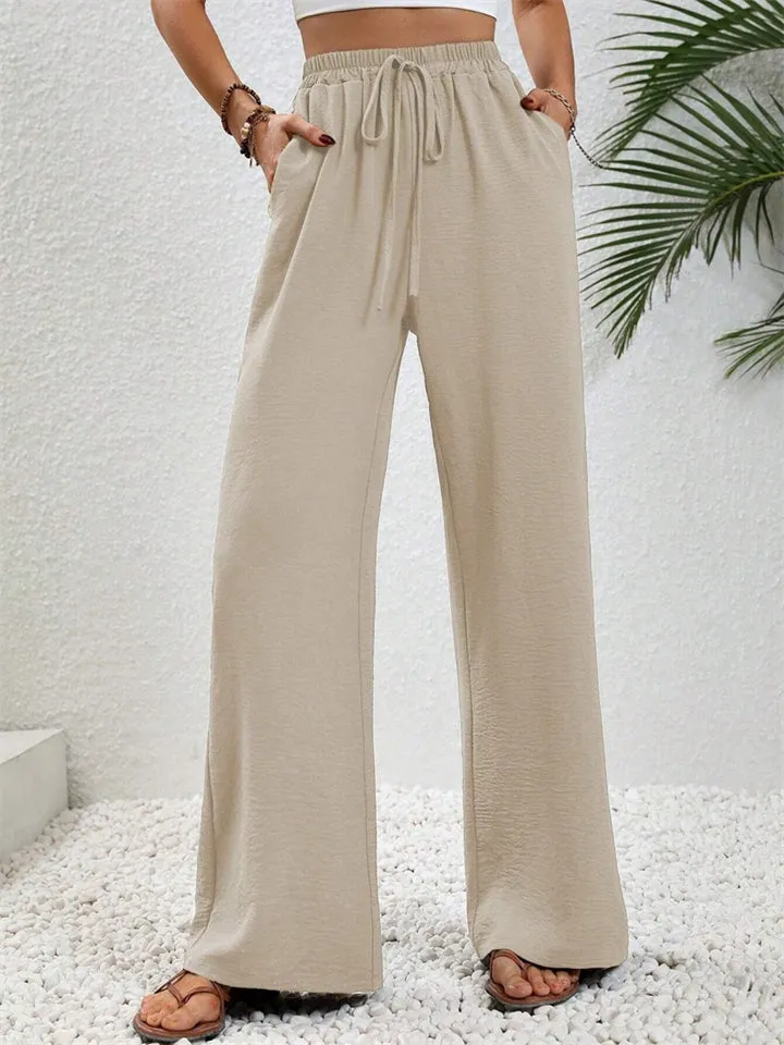 Women's All-match Fashion Solid Color Drawstring Casual Pants