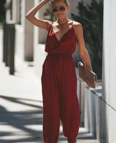 Women's Boho Floral Print Sleeveless Jumpsuit