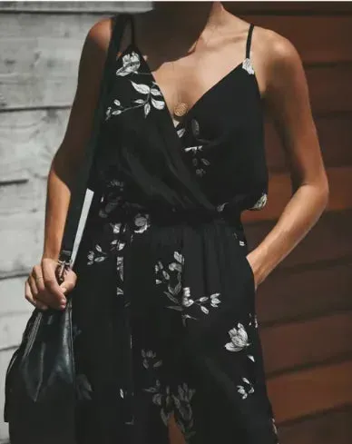 Women's Boho Floral Print Sleeveless Jumpsuit